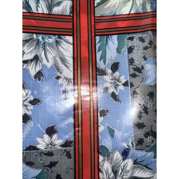 Sultan's Christmas Blue Floral VINYL Table Cloth 52" x 70", 4-6 Seat, Rectangle - Picture 7 of 10